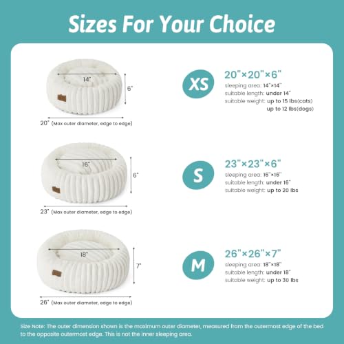 Cat Beds Washable Calming Donut Small Dog & Puppy Bed, 23in Cream - view 5