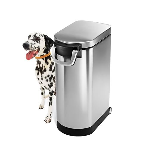 35 Liter, 40 lb / 18.1 kg X-Large Pet Food Storage Container for Dog Food, Cat Food, and Bird Feed, Brushed Stainless Steel