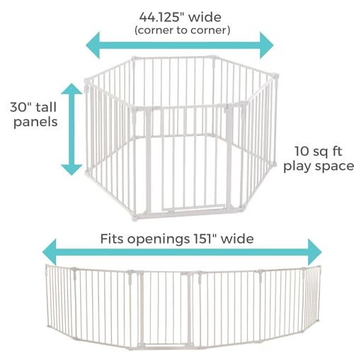 3 In 1 Metal Superyard Baby Play Yard: 6 Panel Playpen, Safety Gate, or Extra Wide Baby Fence - Encloses Up to 10 Square Feet - 30 Inches Tall - Taupe - view 6