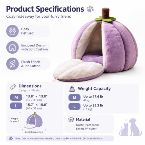 Mangosteen Cat Cave Bed, Convertible Hooded Pet Nest for Large Cats, Indoor - view 2