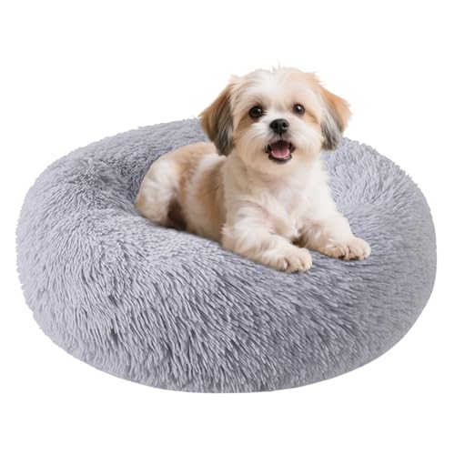 Dog Bed for Small Medium Large Dogs Cats, 20 inch Calming Washable-Round Cozy Soft Pet Bed for Puppy and Kitten with Slip-Resistant Bottom