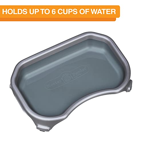 Large Capacity Cat Bowls, Water Bowl for Cats, Reptiles, Chickens, Birds, & Small Animals, Cat Food Bowl (6 Cups), Indoor or Outdoor Water Trough & Feeder, Gunmetal Grey - view 2