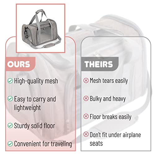 Pet Carrier, 17.5" x 11.2" x 11.5", Medium Size, Gray - view 4