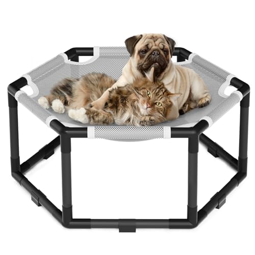 Elevated Cat Hammock Bed, Hexagon Raised Cat Swing Bed Chair Cot