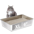Stainless Steel Litter Box, 23.6“x15.7"x6" Deep Stainless Steel Cat Litter Box Extra Large, XL Metal Litterbox for Big Cats with High Sides, Non Stick Surface, Easy to Clean