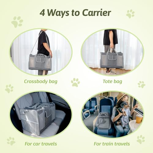 Large Cat Carrier for 2 Cats, 21.7X 13.8X 13.8in Pet Carrier for Cat and Dog Up to 38lbs, All-Sided Mesh Cat Carriers with Great Ventilation, Portable Soft Sided Pet Carriers for Traveling - view 6