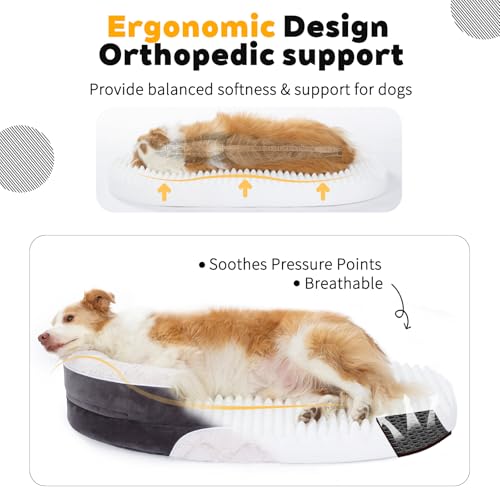 Orthopedic Dog Bed Couch for XLarge Plus Sized Pets with Egg Foam Support, Four-Sided Bolster Cushions, Soft Tear-Resistant Fabric, and Removable Machine Washable Plush Cover, 48'', Off-White - view 3