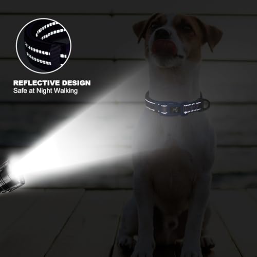 Reflective Dog Collar for Medium Dogs-Purple Floral Collar with Padded-M - view 3