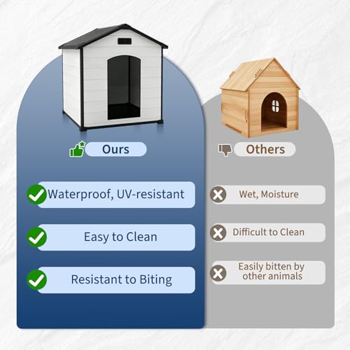 54" Large Outdoor Dog House for Two Big Dogs, Cement Gray - view 3