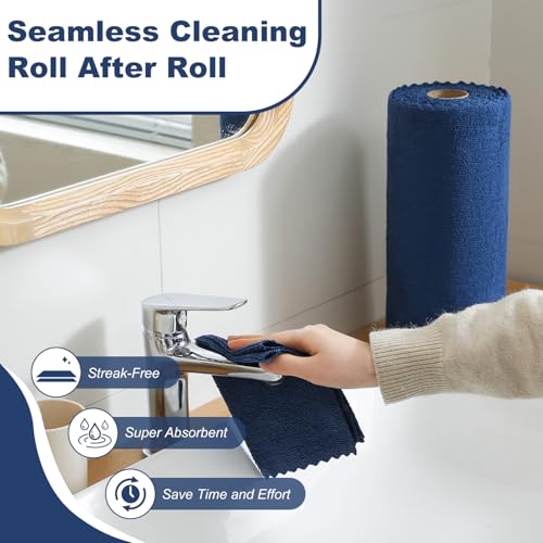 2 Roll Reusable Paper Towels,100 Sheets Tear Away Microfiber Cleaning Cloth, Lint Free Cleaning Rags for Kitchen, Dishcloth,Household Cleaning Supplies - view 6