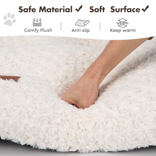 Dog Bed Crate Pad - Rosette Pattern White Velvet Pet Bed Anti-Slip Comfy Kennel Pad for Crates Rosette White M - view 5