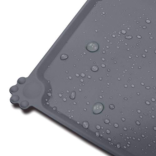 Dog Food Mat,21" x 14" Silicone Waterproof Pet Bowl Mat for Medium Large Dogs, Non Slip Pet Bowl Mats Placemats,Grey - view 5