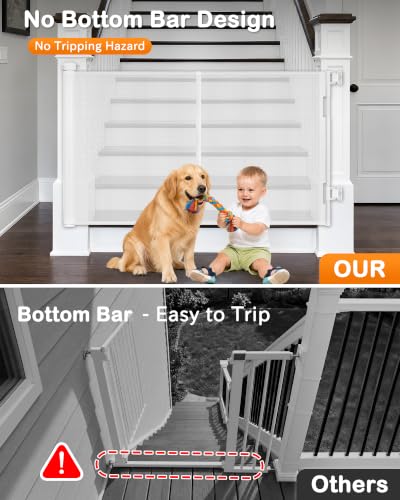 Reinforced 60" Wide Retractable Dog Gate, 5 Ft Mesh Retractable Baby Gates - view 5