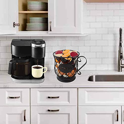 Coffee Pod Holder Mug Shape Multi Use K Cup Holder Coffee Station organizer Storage Wire Basket Food Storage for Counter Coffee Bar Black - view 3