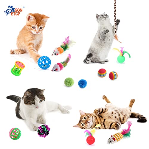 GONPET Set for Indoor Cats: 23 PCS Kitten Toys, Incl. Collapsible Pet Tunnel, Interactive Cat Teaser Wand & Balls - view 6
