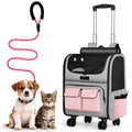Foldable Rolling Pet Carrier with Wheels Pink(Not for Airline)