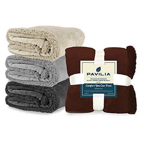Waterproof Couch Blanket | Dog & Cat Blanket Protector | Plush Soft Warm Fuzzy Sherpa Throw, Dark Grey, 60x80 - view 7