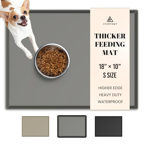 18x10 Waterproof Silicone Dog Food Mat, Raised Edge Placemat