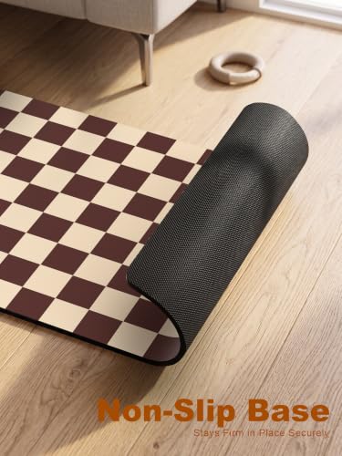 Dog Food Mat, Absorbent Pet Feeding Mat, 16" x 24", Brown Checkered - view 5