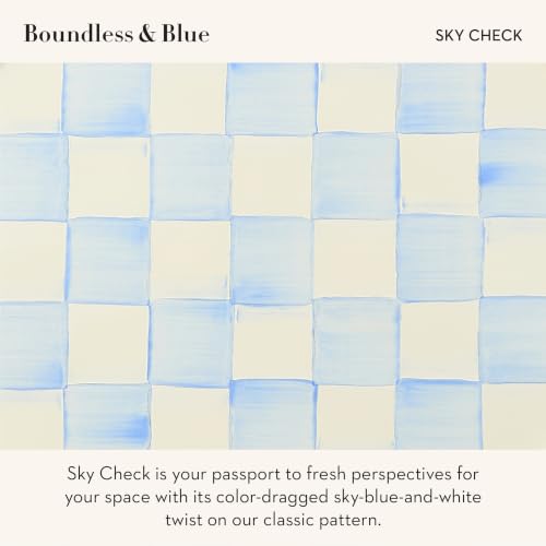 Enamel Pet Dish, Large, Light-Blue-and-White Sky Check - view 3