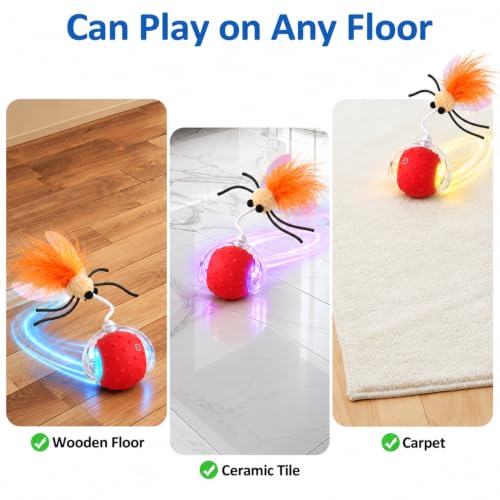 Interactive Ball Cat Toys for Indoor Cats, Auto-Rolling with Feather Tail - view 4