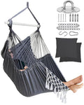 Hammock Chair Hanging Chair Swing Chair XXL Large Macrame Swing Indoor Hammock for Bedroom - Max 500 Lbs - 2 Cushions & All Hanging Kit Included
