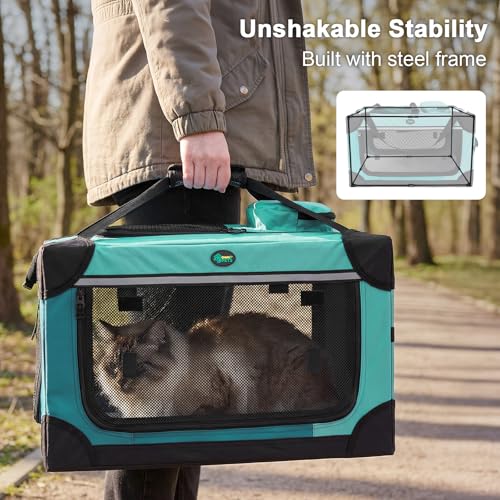 Collapsible Travel Pet Crate for Cat Doggie, 24x16x16 inches, Green - view 5