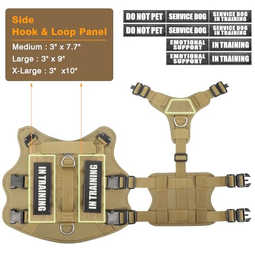 Tactical Dog Harness with Dog Leash, Service Working MOLLE Vest with 10 Pet Patches for Medium Dog, No Pull Military Harness and Backpack for Training Hunting Walking - view 5