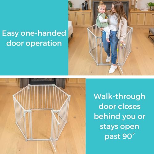 3 In 1 Metal Superyard Baby Play Yard: 6 Panel Playpen, Safety Gate, or Extra Wide Baby Fence - Encloses Up to 10 Square Feet - 30 Inches Tall - Taupe - view 4