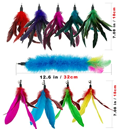 Cat Feather Toys Refills, 10 Pieces Cat Wand Replacement Feathers Toy for Indoor Cats - view 2