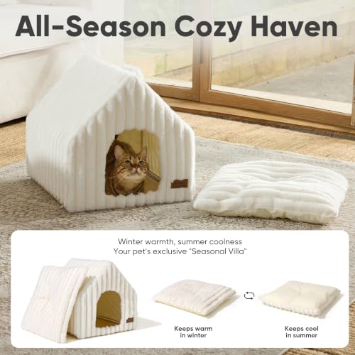 Cat Bed Cave, Enclosed Washable Covered Dog Bed with Support Frame - view 3