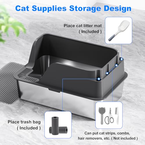 Non-Stick Stainless Steel Litter Box, XL Side Open Splash-Proof&Leak-Proof - view 5