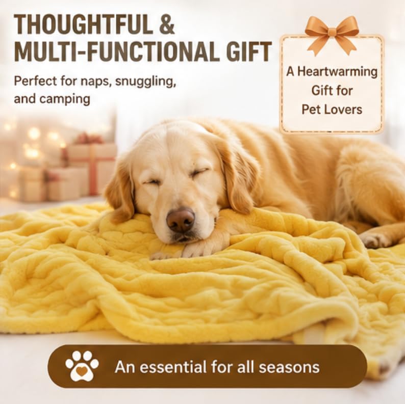 Yellow Dog Blanket, Emotional Blanket for Dogs, Soft Puppy Flannel Fleece Blanket for Pet Dog Cat, Plush Microfiber, Cozy and Lightweight for Indoors Sofa, Kennel (39.37×59.06in) - view 6