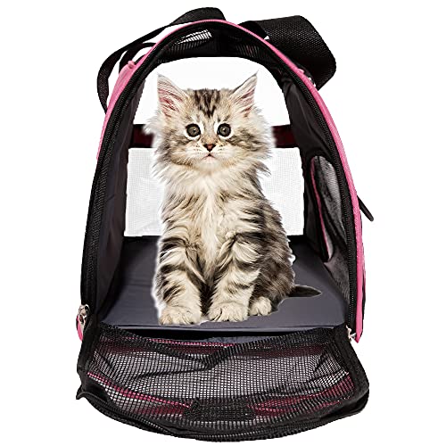 Cat Carrier for Cats Soft-Sided Travel Pat Carrier for Cat with Wooden Padding Board Airline Approved Lightweight Comfortable Cat Bag for Puppy Small Pets (Small, Pink) - view 2