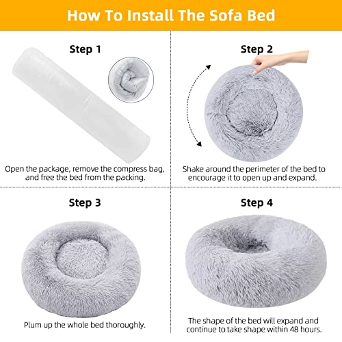 Dog Bed for Small Medium Large Dogs Cats, 20 inch Calming Washable-Round Cozy Soft Pet Bed for Puppy and Kitten with Slip-Resistant Bottom - view 5