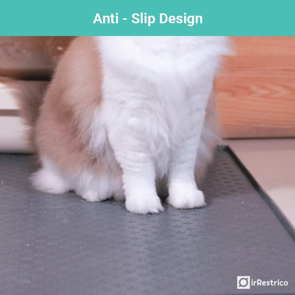 Pet Food Mat for Dogs and Cats 16"x24", Non-Slip Waterproof Silicone Feeding Mat for Food and Water Bowls, Easy-to-Clean(Grey) - view 3