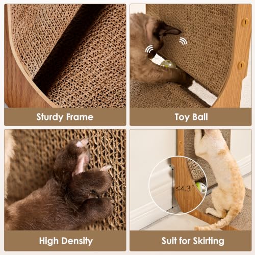 Cardboard Cat Scratcher for Indoor Cats, 26.8 Inch, Brown - view 5