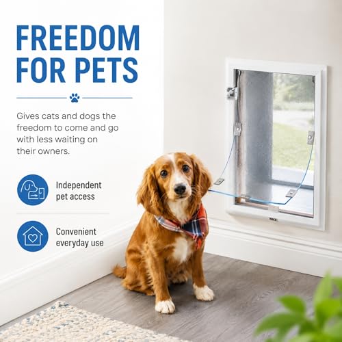Wall Model | Cat & Dog Doors | Adjustable Tunnel Fits Up to 10" Wide Walls | Energy Efficient Double Vinyl Flaps | Locking Security Cover | Skilled Install Required | Steel Corners - view 2