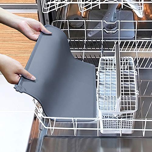 Dog Food Mat,21" x 14" Silicone Waterproof Pet Bowl Mat for Medium Large Dogs, Non Slip Pet Bowl Mats Placemats,Grey - view 6