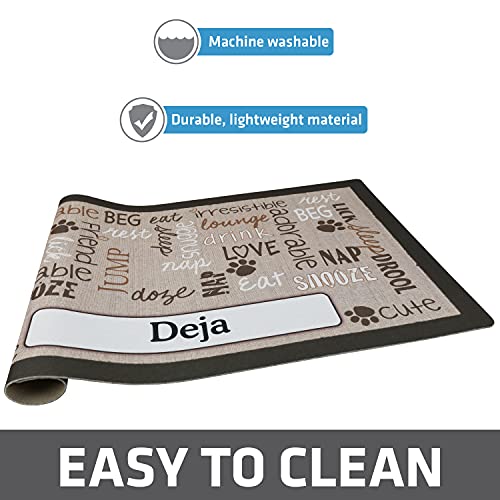 Personalized Pet Bowl Placemat Dog Cat Food Mats 16x28 Linen Tan - view 4
