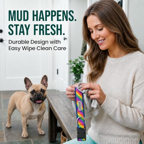 Characters, Adjustable Dog Collar,for Medium Dogs,Rainbow - view 6