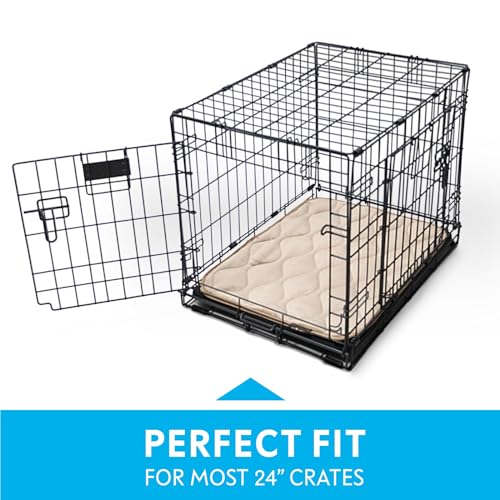 Washable Padded Crate Mats for Dogs | 23” x 17” Pad, Fits 24-inch Kennels | Leakproof, Waterproof Bottom, Plush Pet Beds (Tan) - view 3