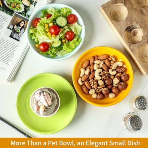 3 PCS Ceramic Cat Bowls, 5.5 in Pet Bowl Cat Dishes for Food and Water, Small Dog Dish(YellowGreenBlue) - view 6