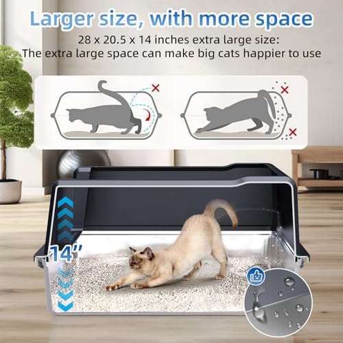 XXXL Extra Large Stainless Steel Litter Box, 28" L x 20" W x 14" H Super Large Stainless Steel Litter Box, Suitable for Large Cats and Multiple Cats, Non-Sticky, Anti-Leakage, Easy to Clean - view 4