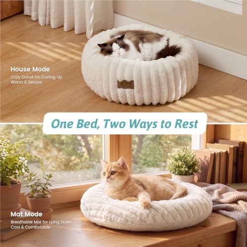 Cat Beds Washable Calming Donut Small Dog & Puppy Bed, 23in Cream - view 2