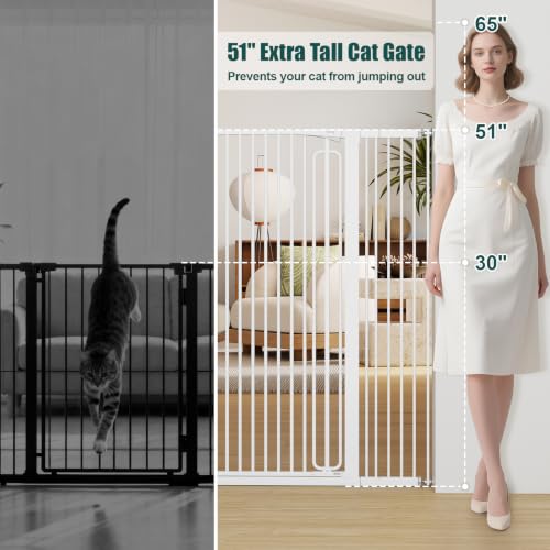 51" Extra Tall Pet Gate, 29.7"-46" Wide Adjustable Cat Gate - view 2