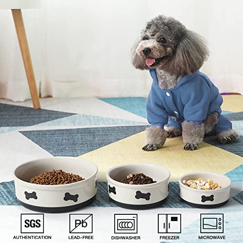 Sweejar Ceramic Dog Bowls with Bone Pattern, Dog Food Dish for Small Dogs, Porcelain Pet Bowl for Water 16 Fl Oz (Beige) - view 2