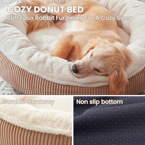 36 inches Calming Donut Dog Bed for Large Dogs,Brown - view 2
