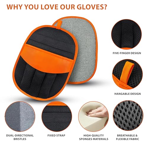 Pet Grooming Glove Set for Dogs & Cats - Professional Pet Hair Removal Glove with Free Nail Clippers and Silicone Finger Toothbrush - view 4