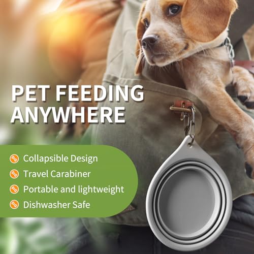 Dog Bowl Pet Travel Collapsible Bowls 2 Pack, Portable Foldable Cats Dogs Water Dish Puppy Bowl for Walking Parking Traveling, Silicone One-Piece Molded Rim No Fall Off or Crack BPA Free - view 6